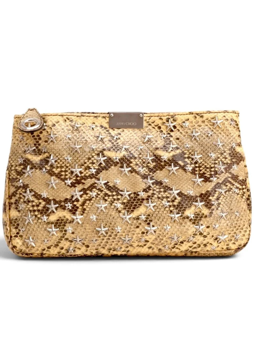 Jimmy Choo Python Star-Stud Clutch Pouch Bag
